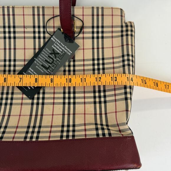 Burberry Nova Check Tote Bag Beige Black Burgundy Plaid Authentic ISSUES READ - Picture 14 of 16